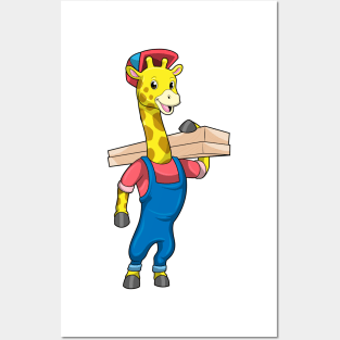 Giraffe as Carpenter with Wood Posters and Art